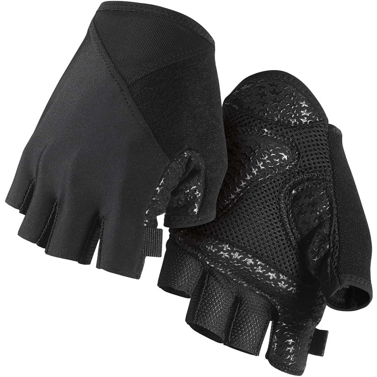 Рукавички ASSOS Summer Gloves S7 Black Volkanga, без пальців, чорні, S фото 