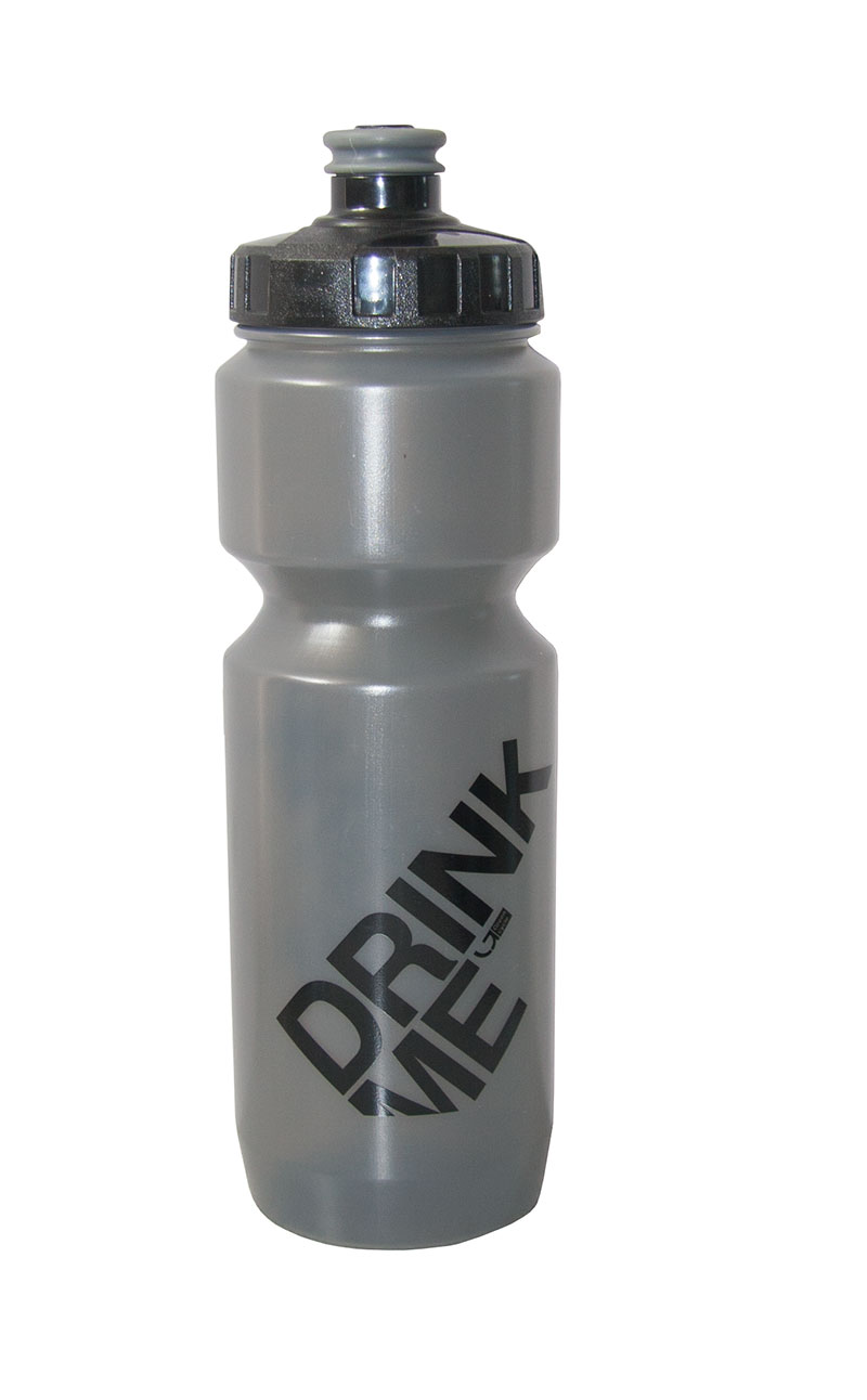 Фляга 0,8 Green Cycle Drink Me з Big Flow valve, LDPE gray nipple / black matt cap / gray matt bottle фото 