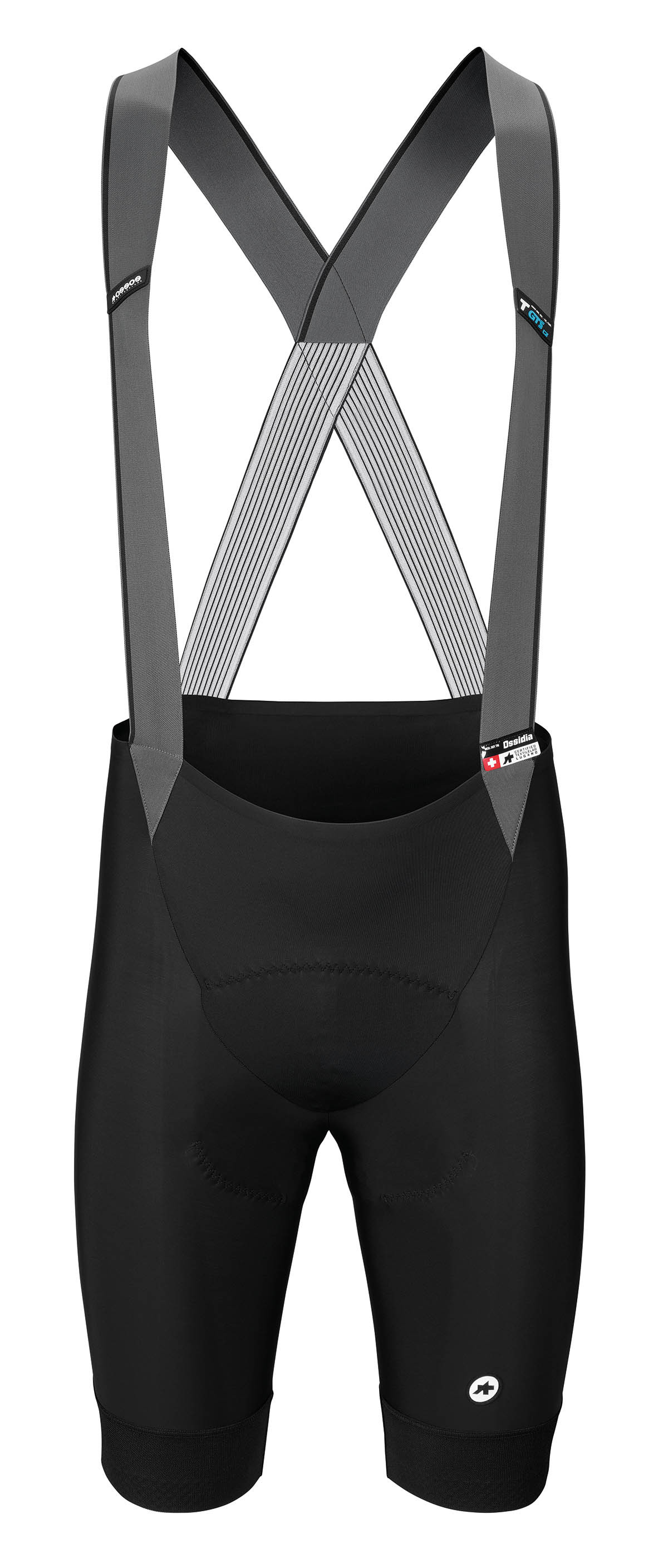 Велотрусы ASSOS Mille GTS Bib Shorts C2 Black Series, на лямках, мужские, черно-серые, XL