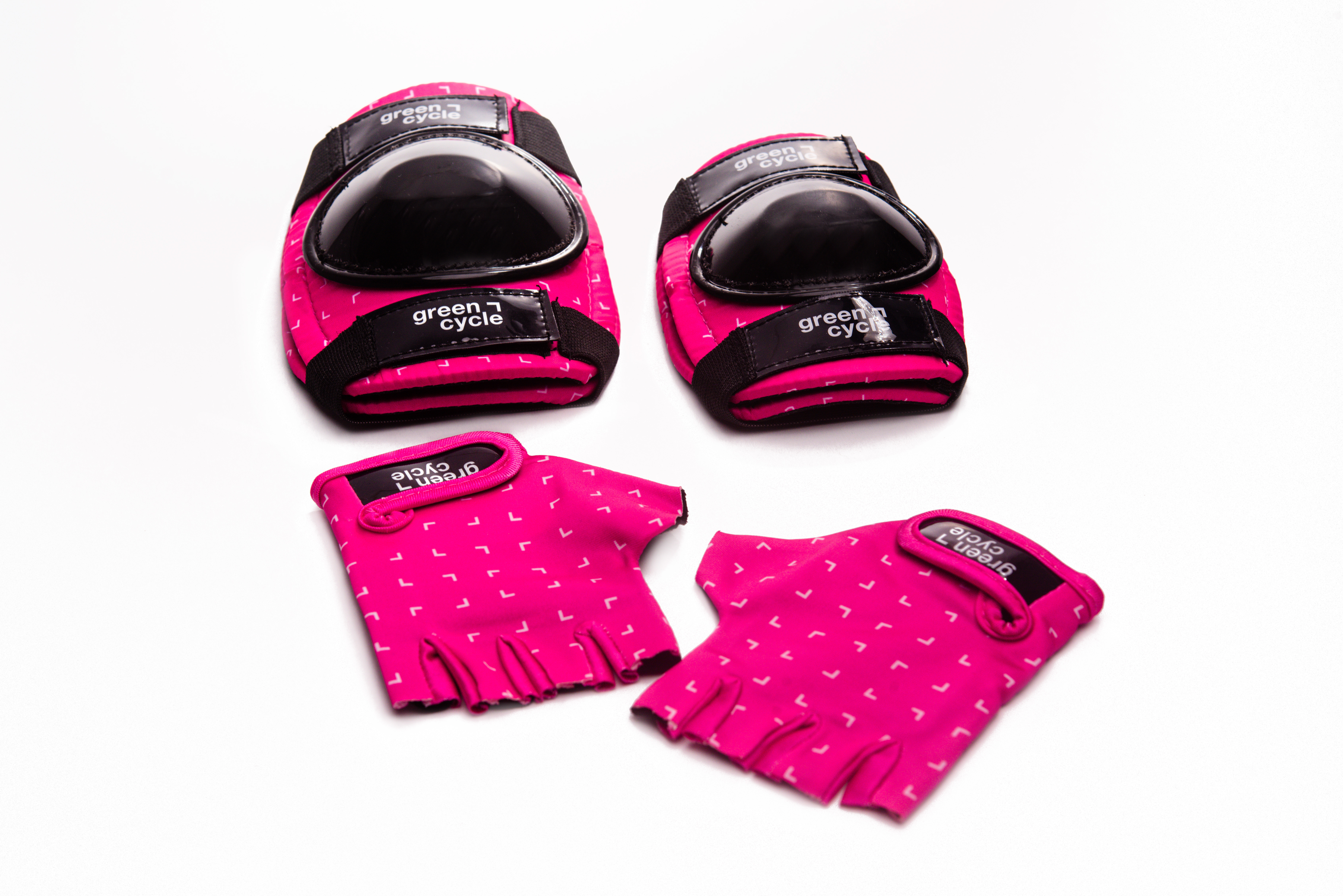 Захист для дітей Green Cycle MIA наколінники, налокітники, рукавички, рожево-білий фото 