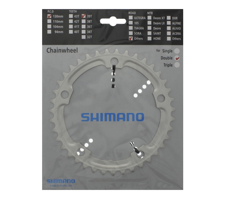 Звезда к шатуну Shimano FC-4600 TIAGRA, 39T, 2/9-ск., 5-лапка, серебр.
