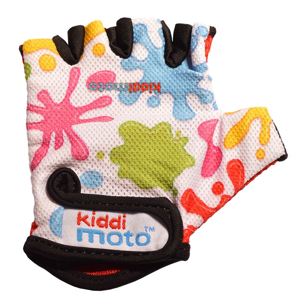 Перчатки детские Kiddimoto цветные кляксы, белые, размер S на возраст 2-4 года фото 