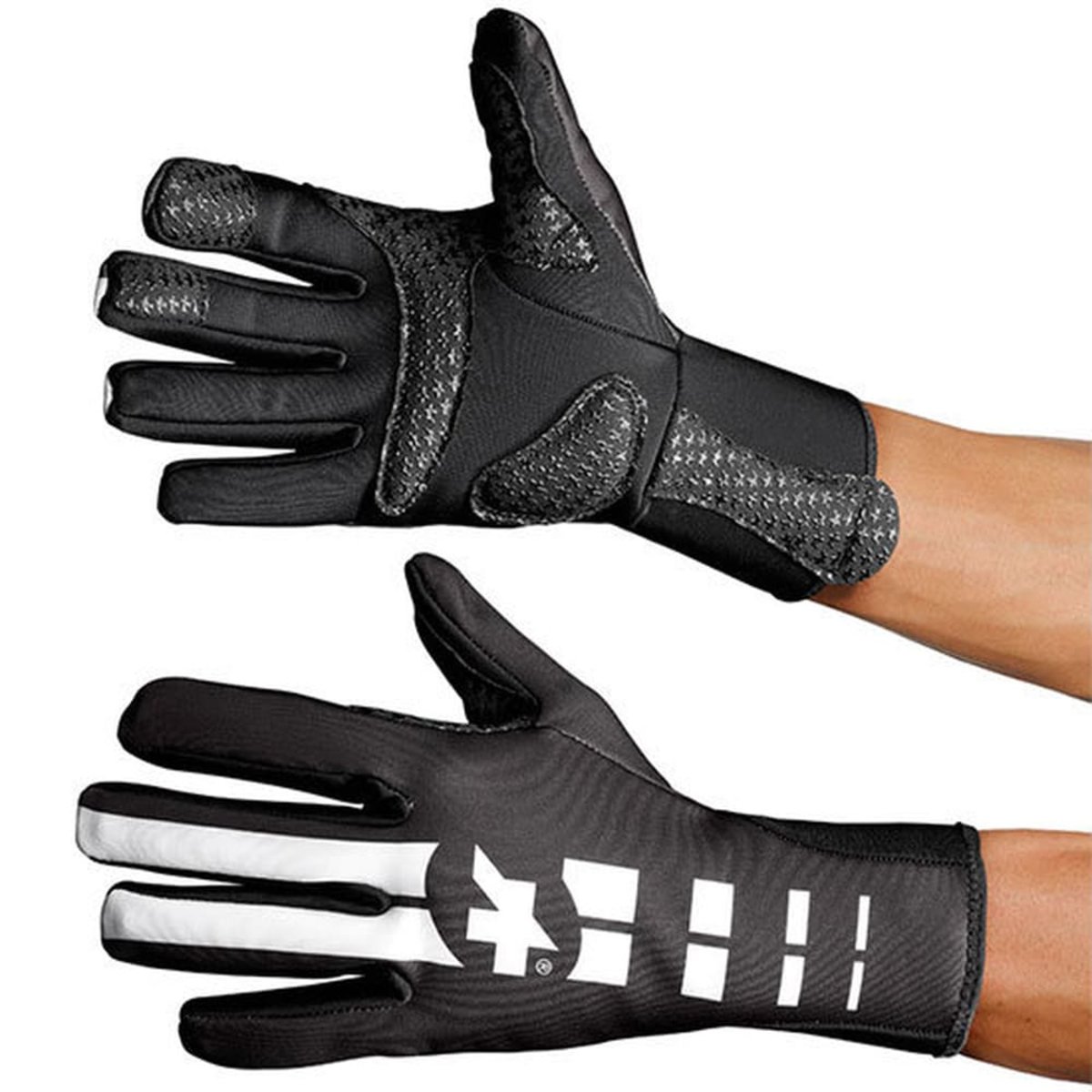 Перчатки ASSOS Early Winter Gloves S7 Black Volkanga, с закрытыми пальцами, черные с белым, XL фото 