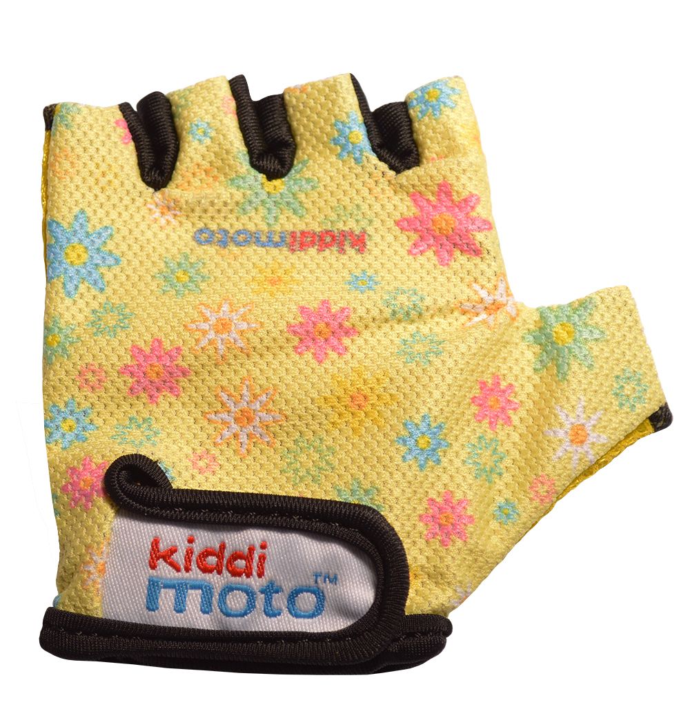 Перчатки детские Kiddimoto жёлтые с цветами, размер М на возраст 4-7 лет фото 