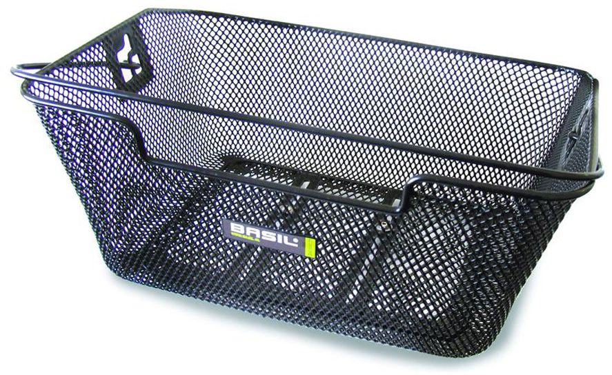 Кошик Basil CAPRI FLEX сталева сітка, ручка, для кріплення до багажника, чорна фото 