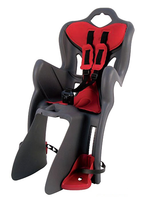 Сидіння задн. Bellelli B1 Сlamp (на багажник) до 22кг, сіре з червоною підкладкою фото 