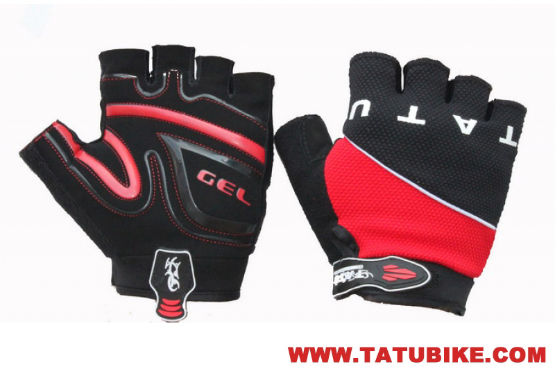 Перчатки TATU-BIKE GEL, кор. пальцы CG2012, черн-красн, S