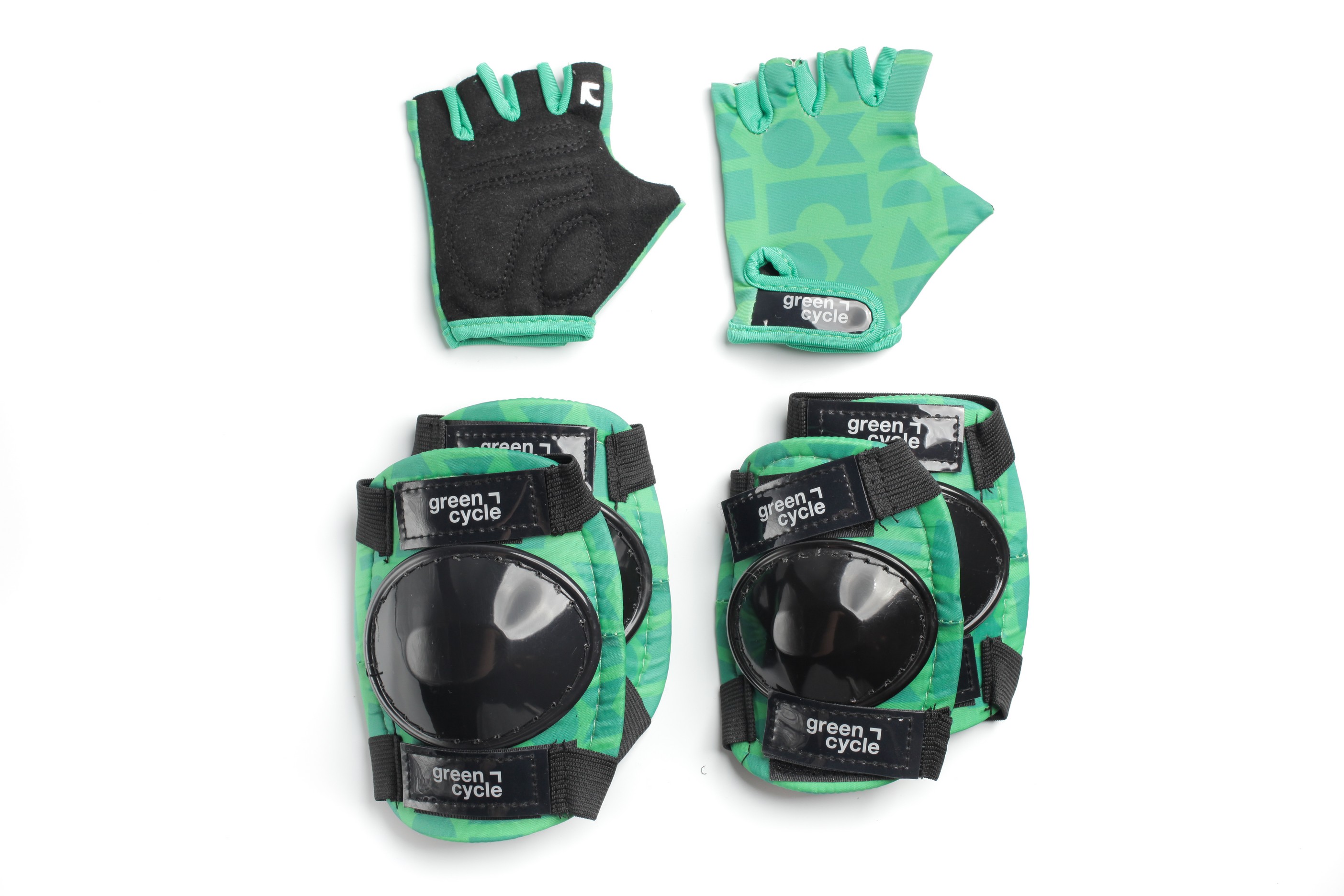 Захист для дітей Green Cycle Flash наколінники, налокітники, рукавички, зелений фото 