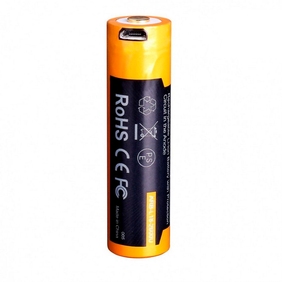 Аккумулятор 18650 Fenix ARB-L18-2600U, 2600 mAh, micro usb зарядка фото 