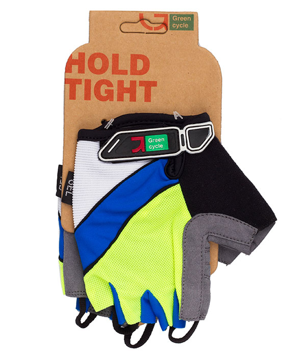 Перчатки Green Cycle NC-2505-2015 MTB Gel без пальцев S зелено-синие фото 