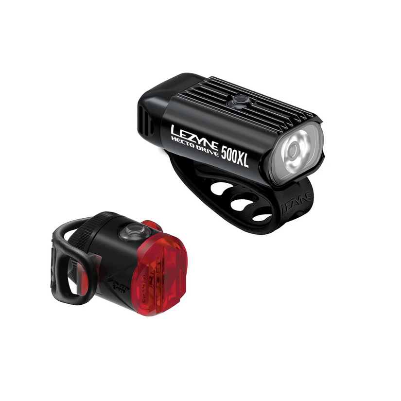 Комплект фара + блимавка Lezyne HECTO DRIVE 500XL / FEMTO USB PAIR, 500/5 Лм, чорний фото 