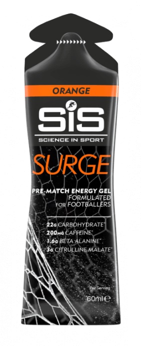 Гель ізотонічний вуглеводний з кофеїном SIS SURGE Pre-Match, Апельсин, 60мл фото 
