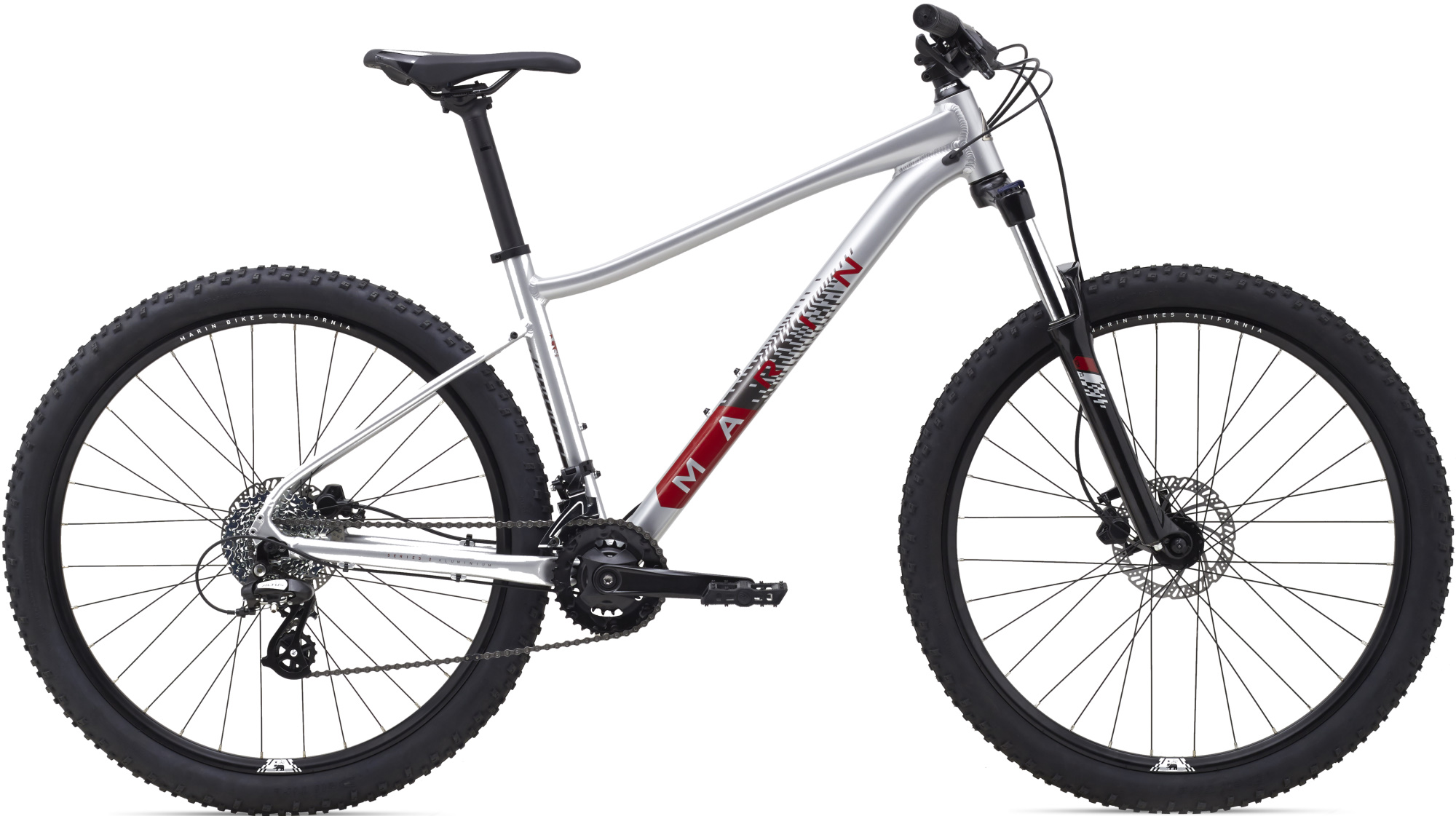 Велосипед 27,5" Marin WILDCAT TRAIL 3 WFG рама - L 2021 Gloss Silver/Black/Metallic Red