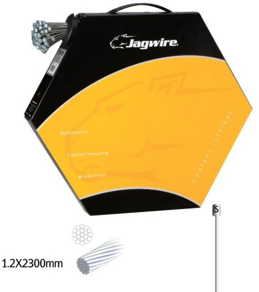 Трос для переключателя JAGWIRE Basics BWC1011 гальванизир. 1.2х2300мм - Sram/Shimano фото 