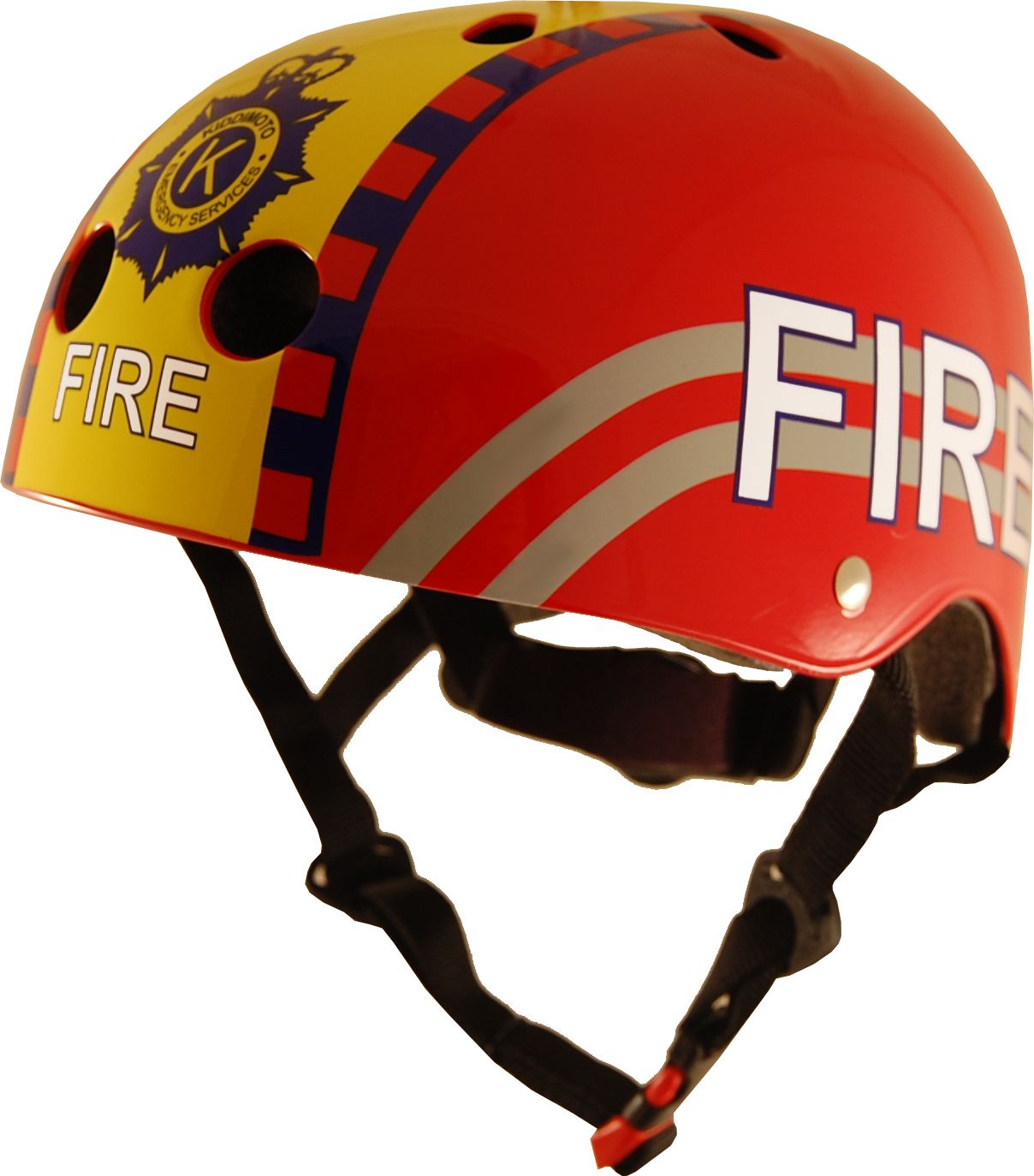 Шлем детский Kiddimoto пожарный, красный, размер S 48-53см фото 