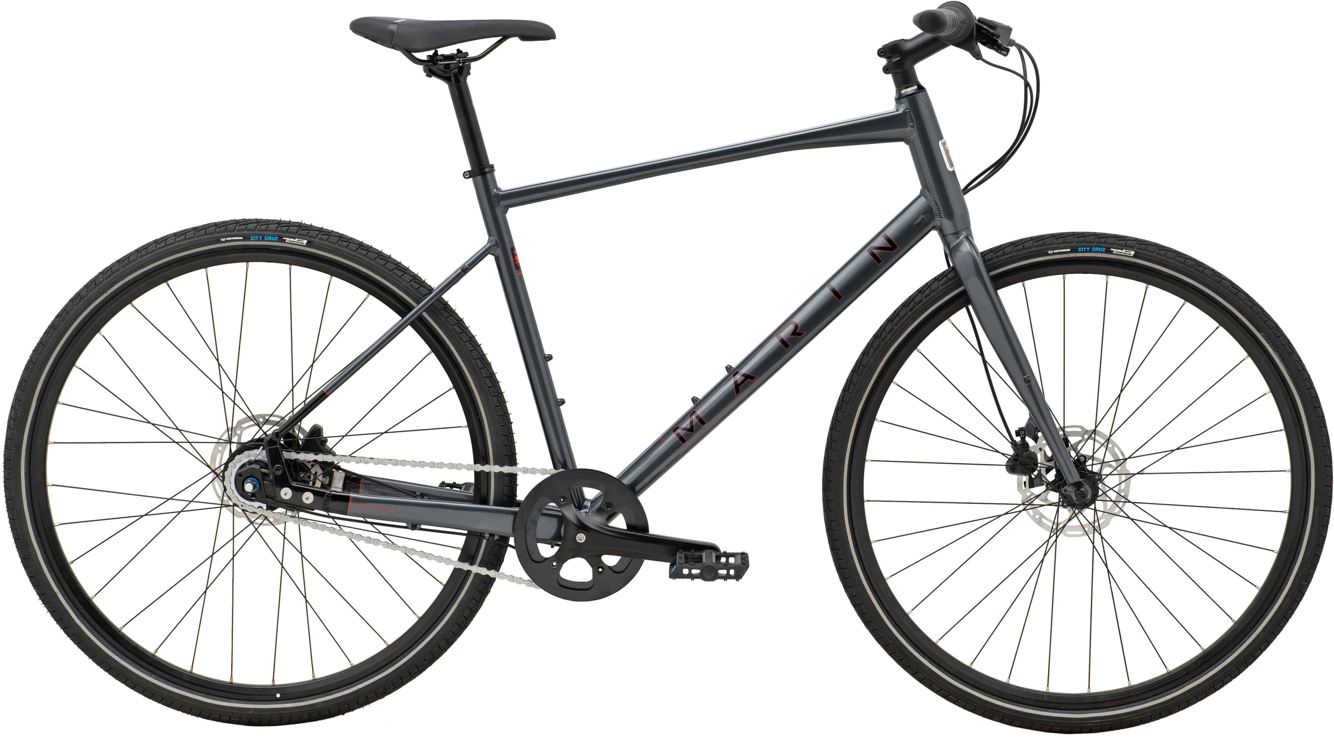 Велосипед 28" Marin Presidio 2 рама - S 2024 Gloss Charcoal/Black/Black Red фото 