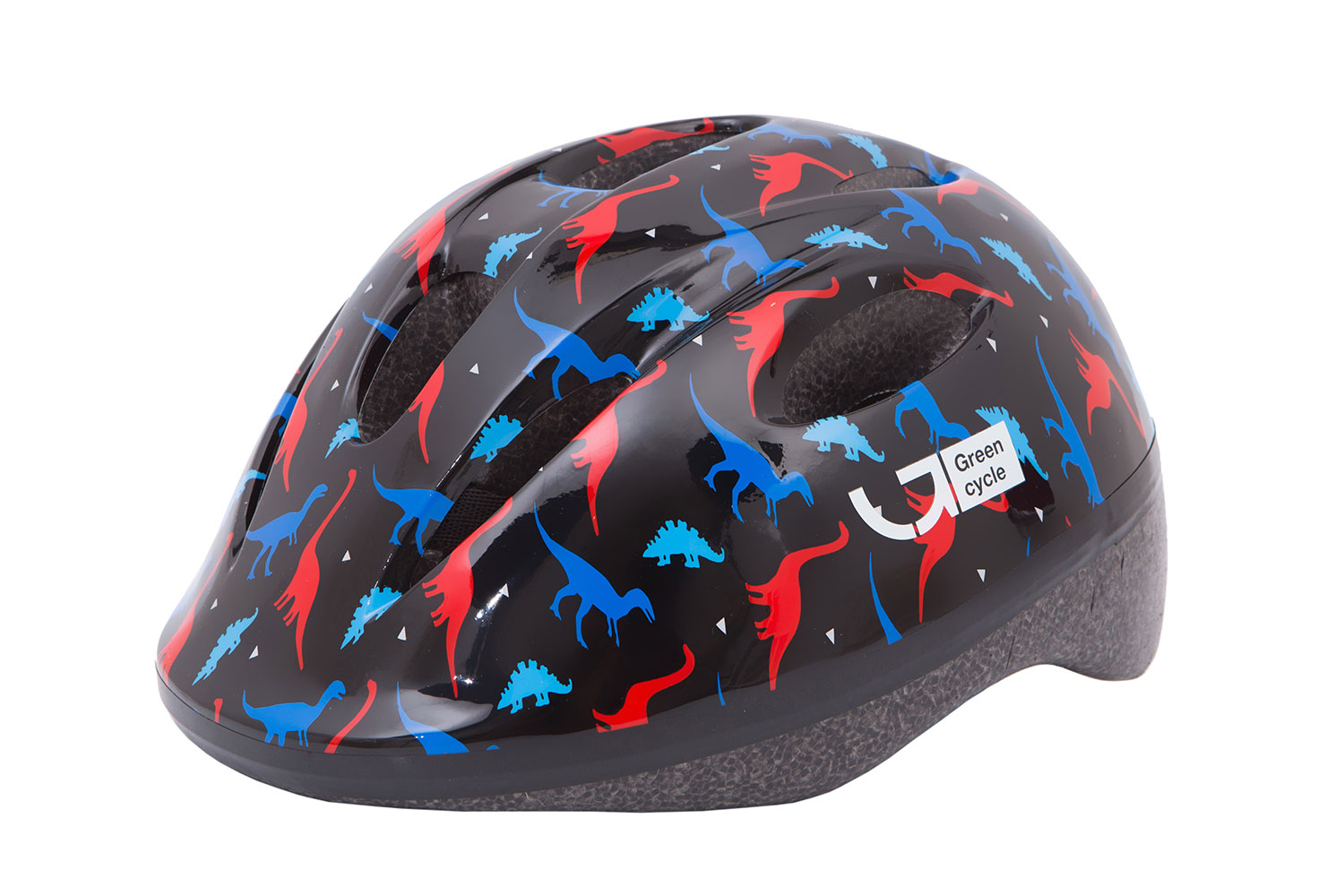 Шлем детский Green Cycle Dino размер 50-54см черный/красный/синий лак