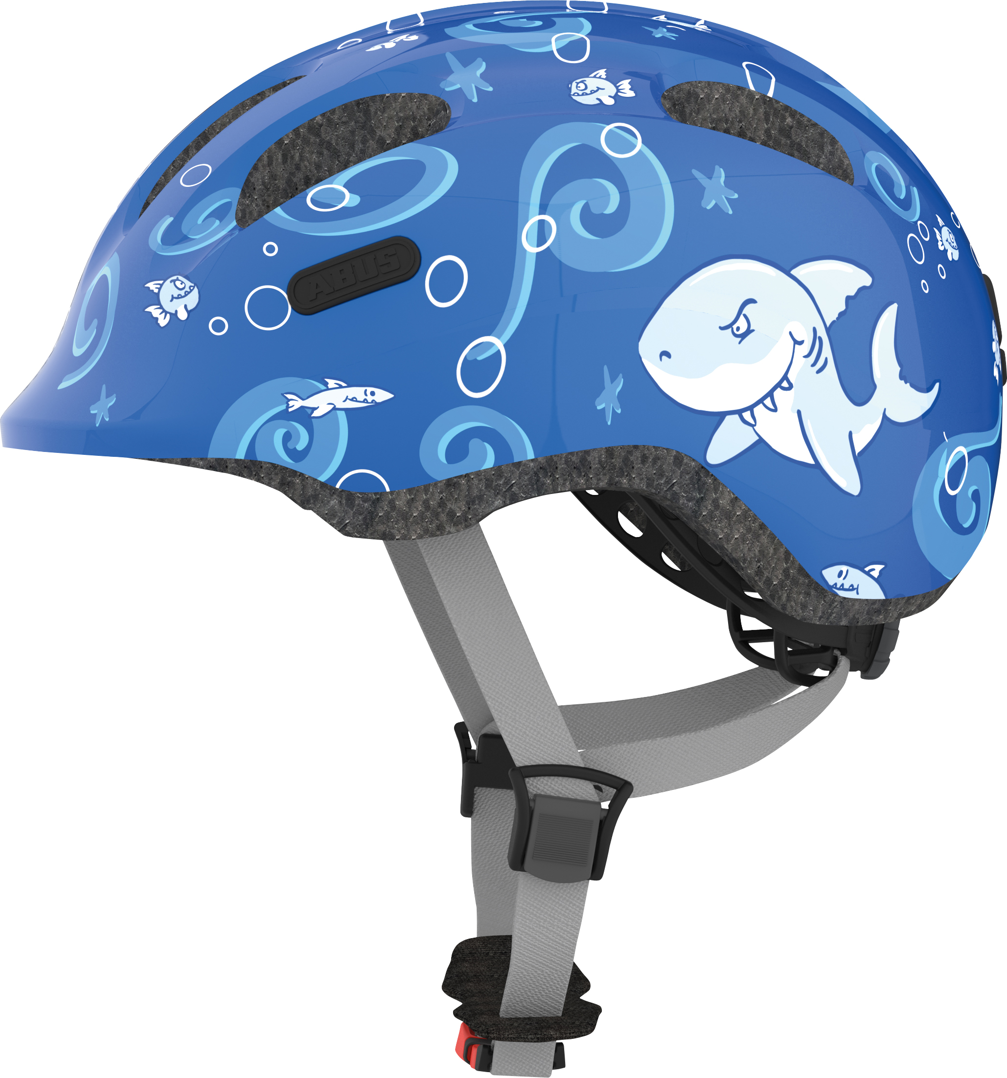 Шлем детский ABUS SMILEY 2.0, размер M (50-55 см), Blue Sharky, синяя акула