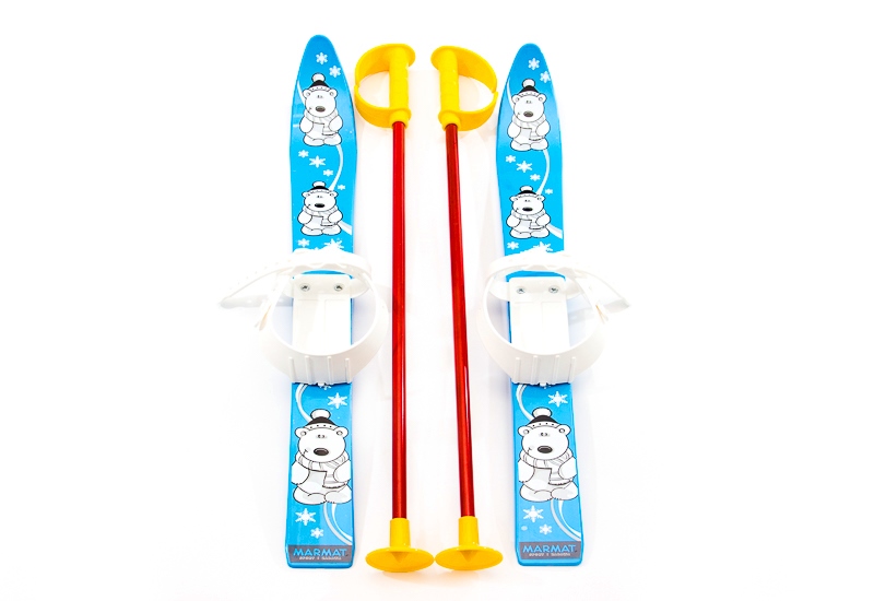Лыжи с палками Marmat детские пласт., длина-70см синий