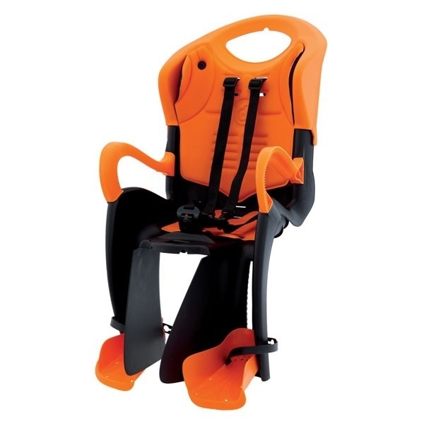 Сиденье задн. Bellelli Tiger Сlamp (на багажник) черно-оранжевое с оранжевой подкладкой фото 