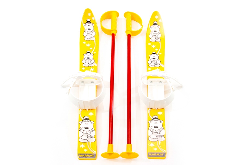 Лыжи с палками Marmat детские пласт., длина-70см желтый
