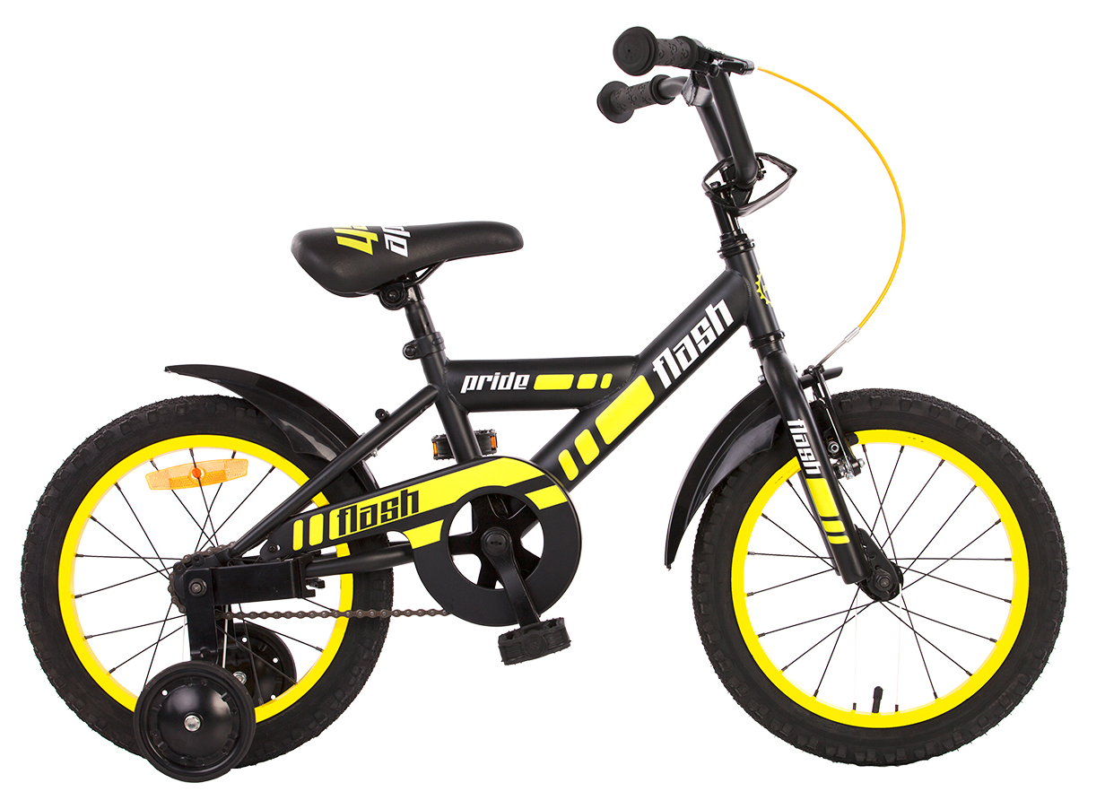 Велосипед 16" Pride FLASH черно-желтый матовый 2014