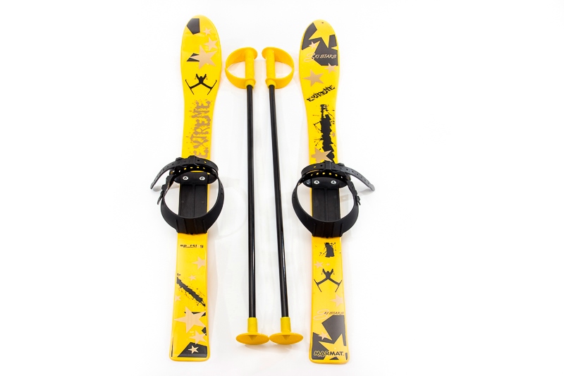 Лыжи с палками Marmat детские пласт., длина-90см желтый