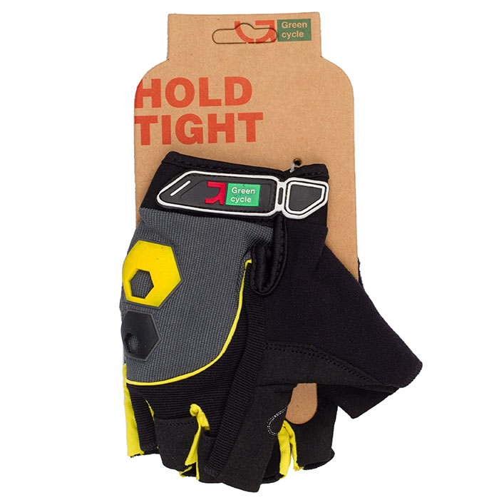 Перчатки Green Cycle NC-2503-2015 MTB Gel без пальцев M черно-желтые фото 