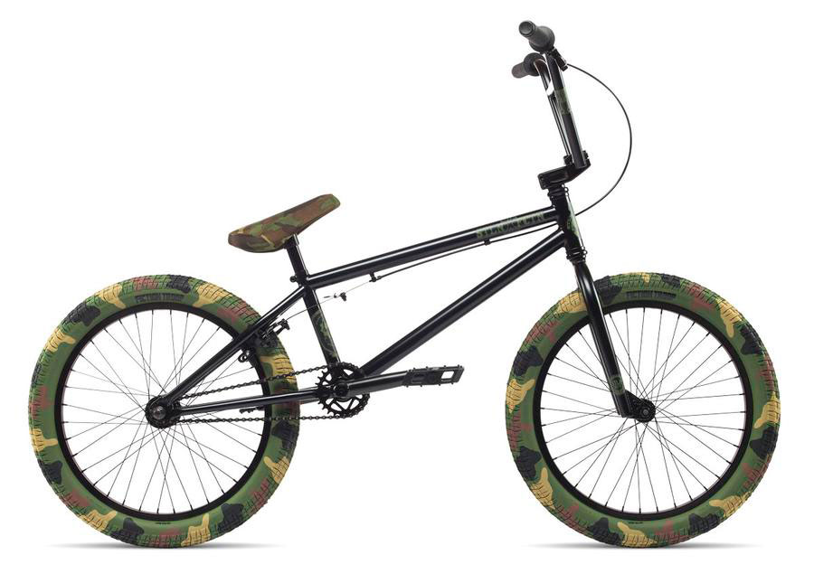Велосипед 20 "Stolen STLN-X-FCTN COLLABORATION 1 рама - 20.25" matte black w/jungle camo tires (чорний матовий) 2018 фото 
