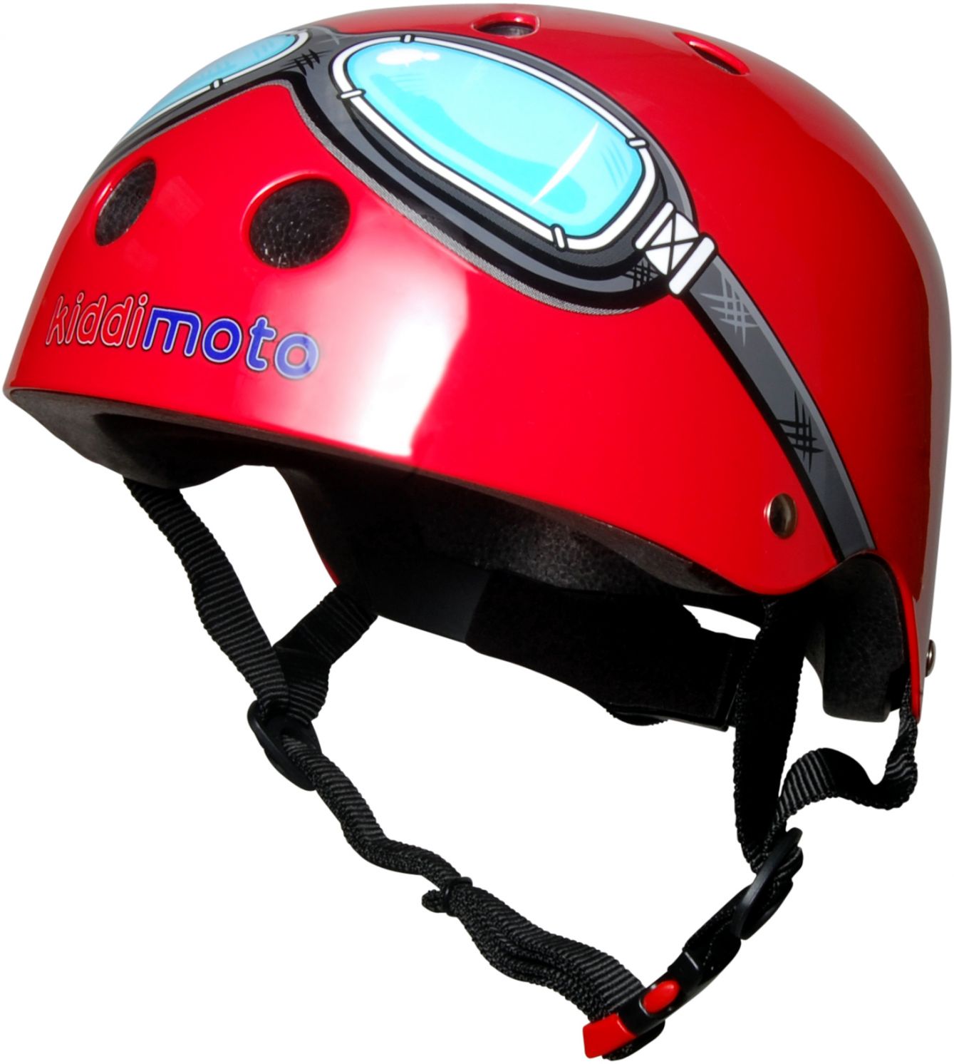 Шлем детский Kiddimoto очки пилота, красный, размер S 48-53см фото 