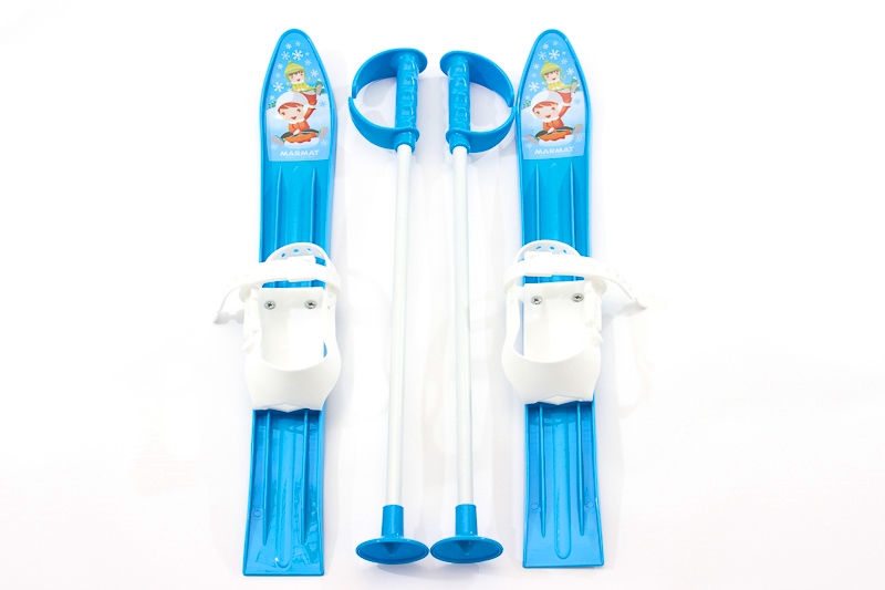 Лыжи с палками Marmat детские пласт., длина-60см синий