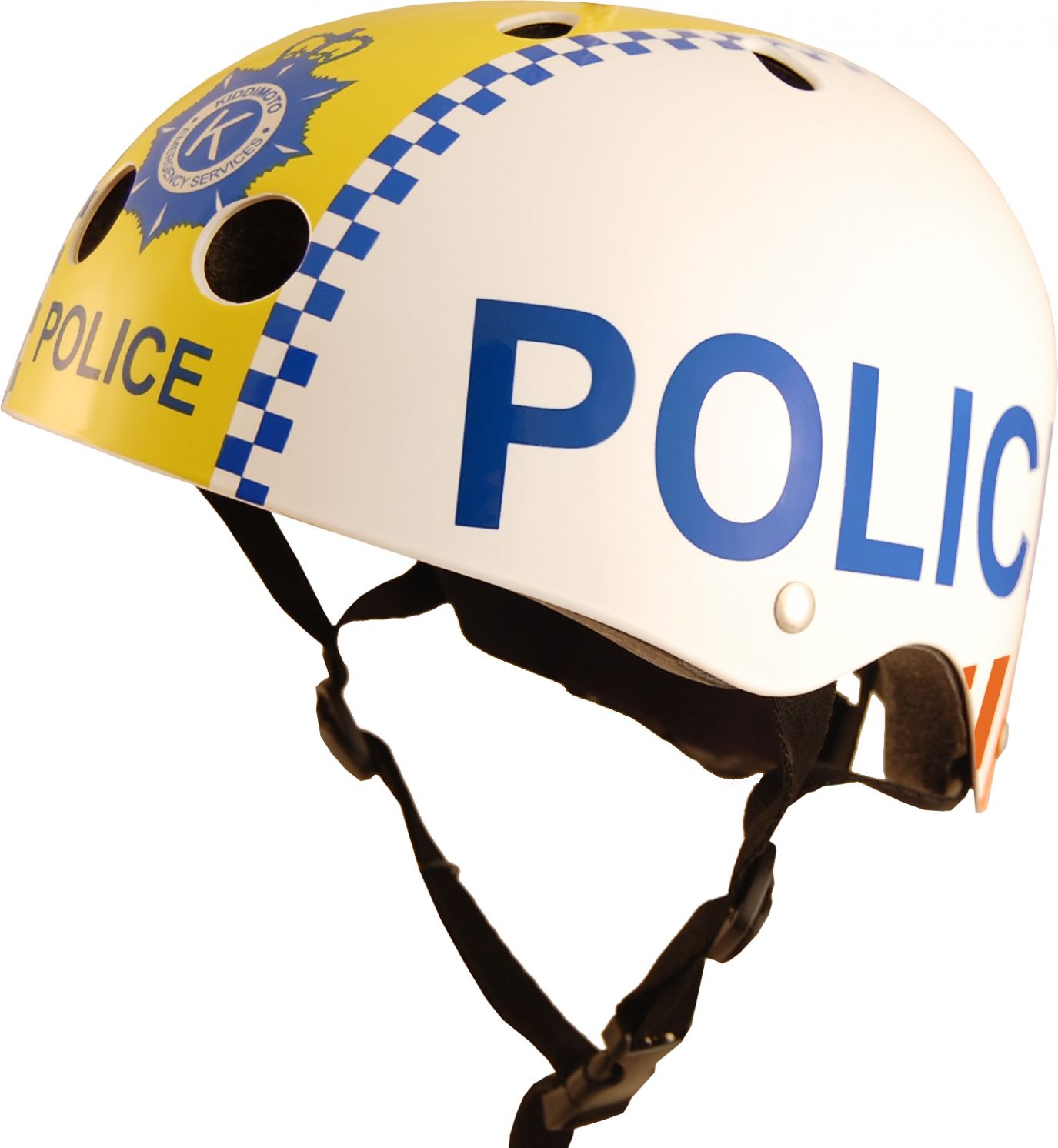 Шлем детский Kiddimoto полиция, белый, размер M 53-58см фото 